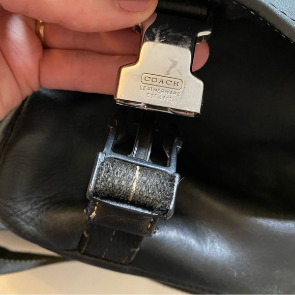 Coach Leather Messenger Bag Briefcase Mens Unisex Large Black Pockets - Picture 7 of 16